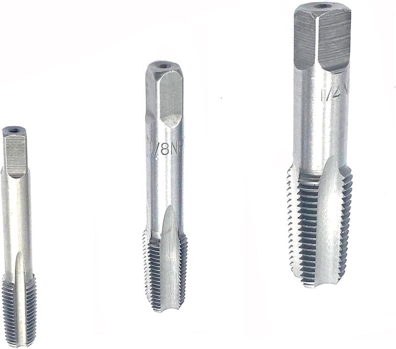 Smsucfuda 1/16",1/8",1/4" NPT Pipe Tap Set,3Pcs Carbon Steel Pipe Taps Cutting Tools Great for Various Mechanics DIY Thread Cutting and Cleaning - Image 4
